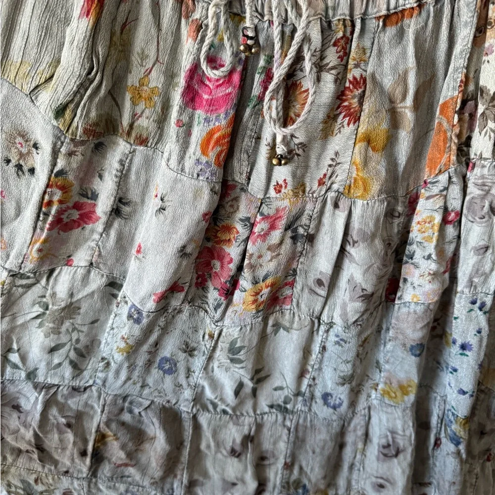 SOLD—Vintage Boho Tiered Floral Maxi Skirt - Picture 6 of 8